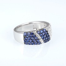 SANTUZZA 100% 925 Sterling Silver Ring For Women Sparkling Blue White Cubic Zirc - £19.88 GBP