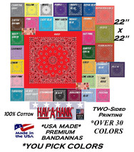 6-MIXED Usa Made HAV-A-HANK Paisley Bandana Head Wrap Neck Scarf You Pick Colors - £22.37 GBP