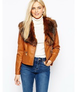 BRAND NEW WOMENS DIAMOND QUILTED TAN BROWN FASHION FUR JACKET - WORLDSID... - $205.14 CAD