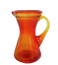 Vintage red &amp; orange amberina bittersweet crackle glass miniature pitcher - £15.79 GBP