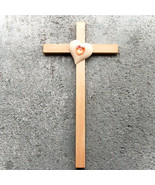 Handmade Wooden Wall Cross with Crystal Heart,Religious Catholic Christi... - $55.30 CAD
