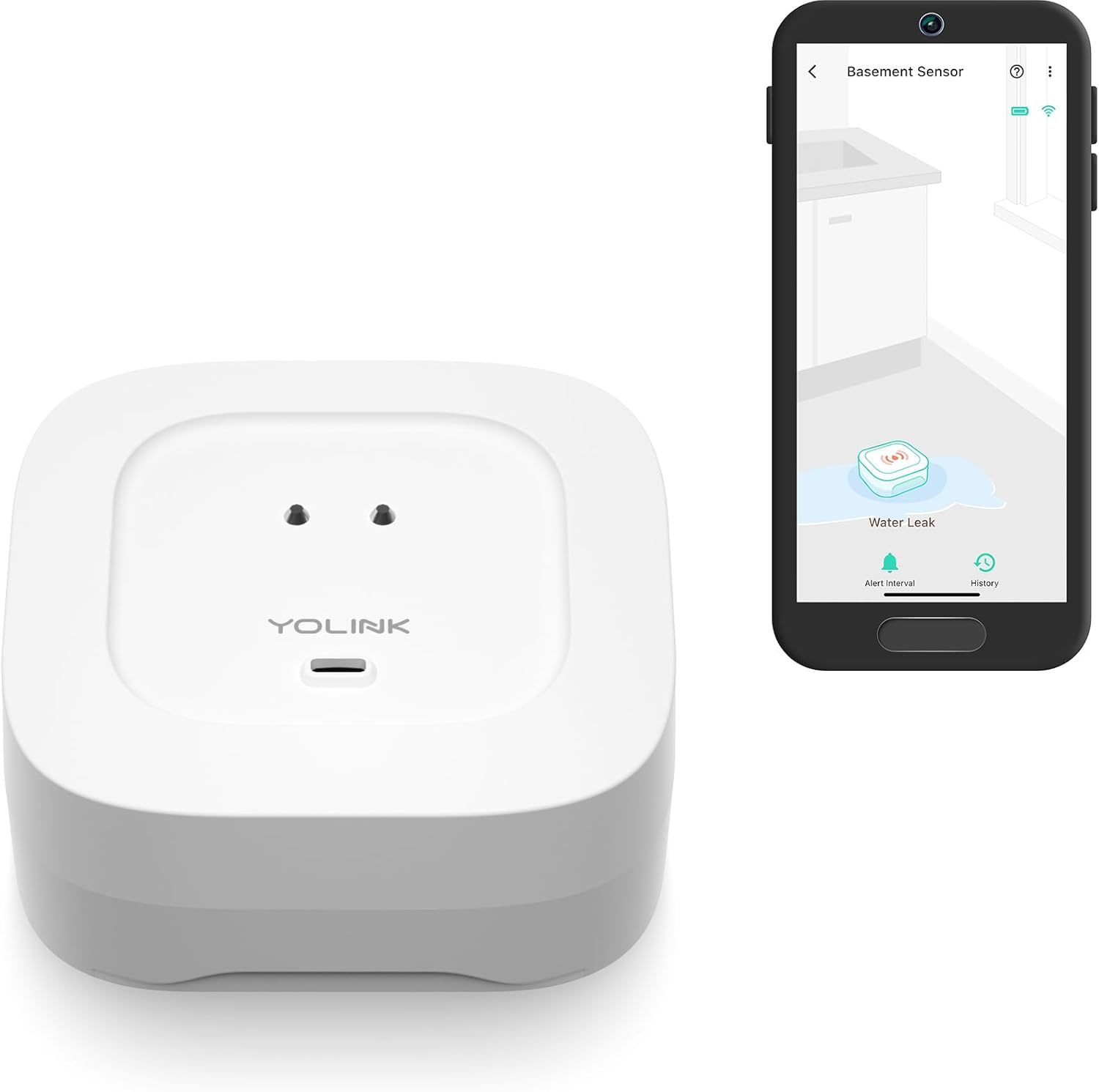 Yolink Water Leak Detector 4 With 105Db Audio Alarm, Freeze, Hub Required - $35.96