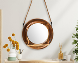 Rustic Wood Wall Mirror, 10 Inch Decorative Framed Hanging Mirror, Small... - £24.42 GBP