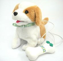 Plush Remote Control Puppy Dog Brown White Barks Walks Wags Tail Adorable - £7.37 GBP