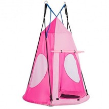 2-in-1 40 Inch Kids Hanging Chair Detachable Swing Tent Set-Pink - Color... - £63.15 GBP