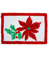 Poinsettia Red Winter Holidays Bathroom  Rug - £95.92 GBP