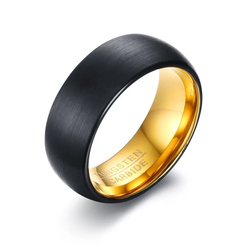Black TUNGSTEN CARBIDE Rings for Men 8mm Wedding Band Interface Matt Surface Cla - £28.06 GBP