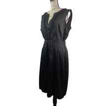 Talbots Sleeveless Black Dress Loop V Neck Tie Waist Zip Back Women Size... - $44.99