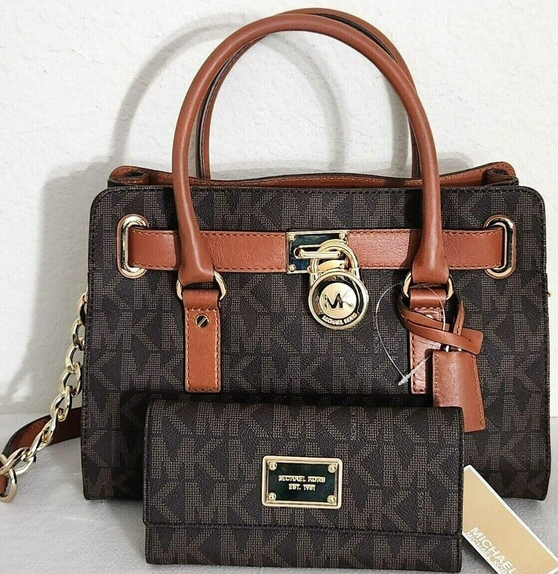 MICHAEL KORS HAMILTON BROWN MONOGRAM SATCHEL BAG +/OR MATCHING WALLETNWT! - $94.99+