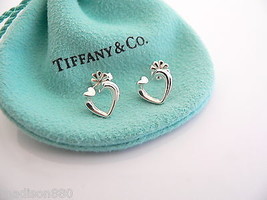 Tiffany &amp; Co Silver Picasso Tenderness Heart Hearts Earrings Studs Gift ... - £262.82 GBP