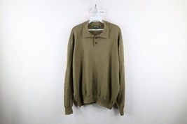 Vintage Orvis Mens XL Silk Cashmere Blend Knit Collared Pullover Sweater Green - £46.57 GBP