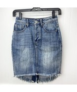 One Teaspoon Denim Skirt 22 High Waist Super Fitted Mid Length Fringe Bl... - £19.04 GBP