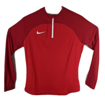 Womens Red Athletic Long Sleeve Shirt Medium 1/4 Zip Maroon - £24.73 GBP