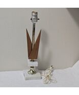 Italian MCM Marble Table Lamp Atomic Wood MCM 14.5” - $233.29 CAD