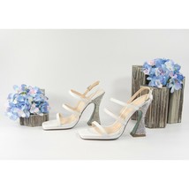 Betsey Johnson Pacey White Leather Crystal Tulip Wedding High Heels 8 NIB - $93.56