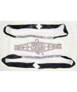 VINTAGE LOT OF 3-RIBBON w/RHINESTONE TIE NECKLACES+PANTHER BRACELET/CHOK... - $4.95