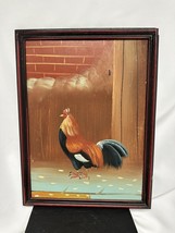 vintage original painting Chicken Hen Farm Folk Art Acrylic - £33.37 GBP