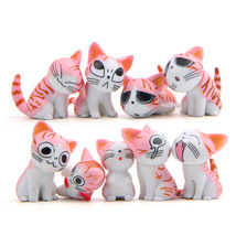 9pcs/set Cute Japanese Cat Figures Pink Mini Kitten PVC Toys - £18.92 GBP