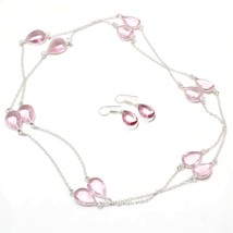 Kunzite Pear Shape Handmade Black Friday Gift Necklace Set Jewelry 36" SA 6736 - £5.58 GBP
