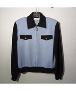 Vintage ST. JOHN Collection Jacket Santana Knit Zip Front Blue Black Swe... - $228.09 CAD