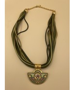 Vintage M. FREY Wien Half Moon Enamel Gold Plated Pendant Necklace - $3,451.36 MXN