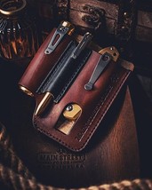 Made in USA Leather EDC Pouch | Leather Multitool Sheath/Holster w/ Belt CLIP - £55.98 GBP