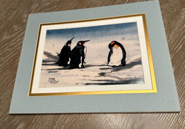 Beth Erlund Batik Print Penguins Signed and Numbered 279/500 1990 Matted... - $59.39