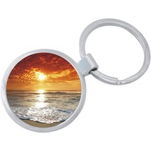 Orange Sunset Beach Keychain - Includes 1.25 Inch Loop for Keys or Backpack - $10.77