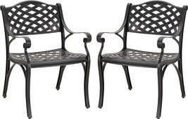 Nuu Garden Patio Dining Chairs Set Of 2, Aluminum Outdoor Indoor Patio, Black. - £233.88 GBP