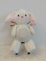 Kellytoy Belly Pink Ears White Bunny Rabbit Rattle Plush Crinkle Ears 11&quot; - £10.73 GBP