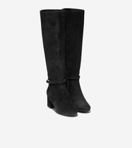 Cole Haan Women&#39;s Dana Block Heel Boot Equestrian Black Suede W22255 60MM - $70.57+