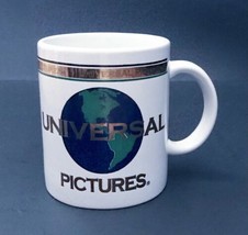 Vintage Universal Pictures White Mug Coffee Cup Golden Letters Earth Image  - £7.82 GBP