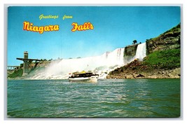 Lady of the Lake Greetings From Niagara Falls New York UNP Chrome Postcard N23 - £1.49 GBP