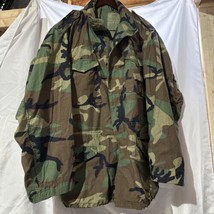 US Army Woodland Field Jacket Large Regular Coat Cold Weather Camouflage M65 - £46.54 GBP