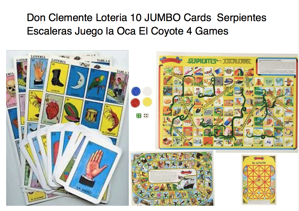 Don Clemente Loteria 10 Jumbo Cards + Serpientes Escaleras Laoca ElCoyote 4Games - $18.66