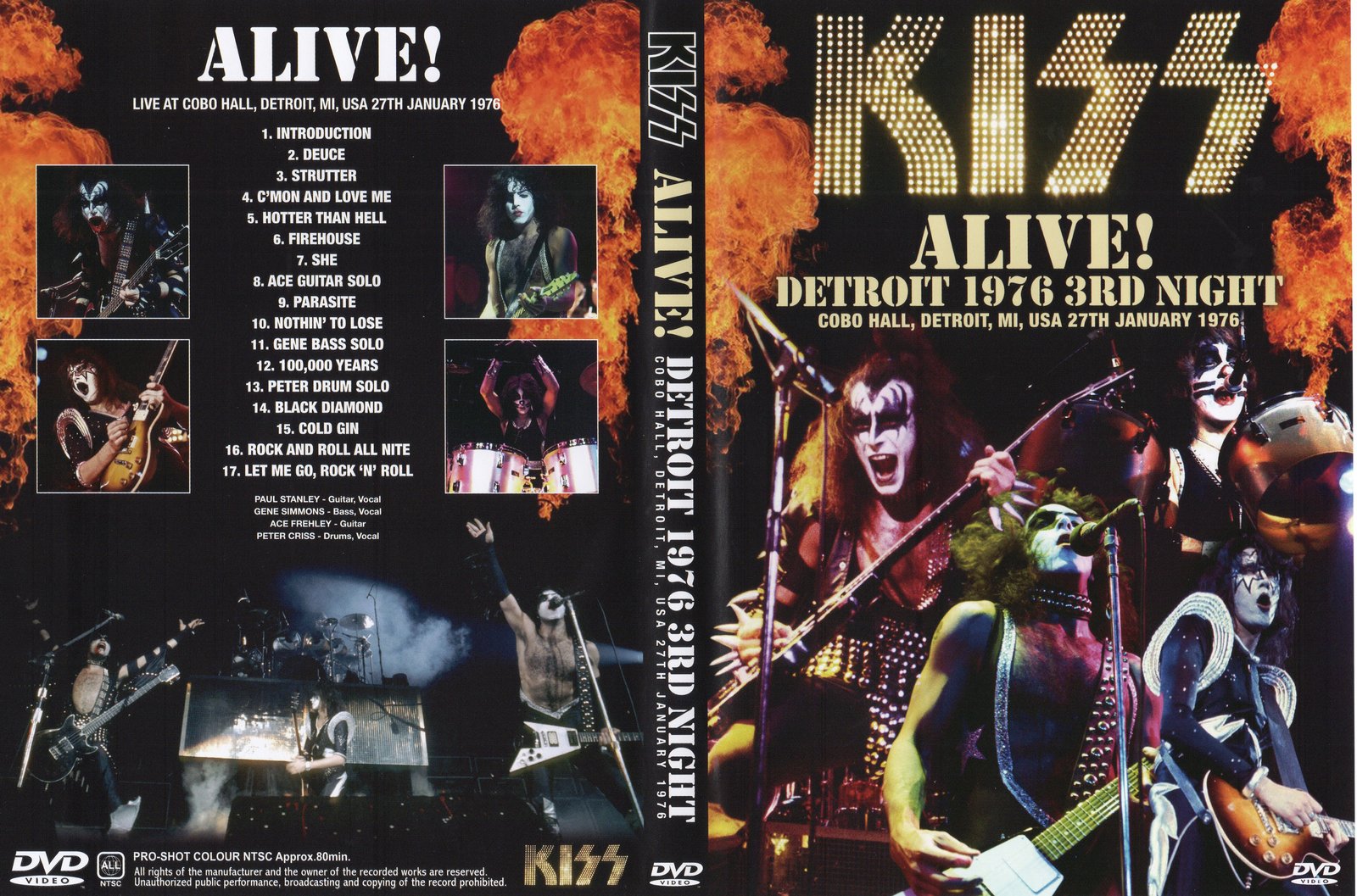 Kiss Live in Cobo Hall Detroit, MI 1976 Pro-Shot DVD January 27, 1976 Re... - $20.00