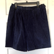 Cedars Woman&#39;s Navy Blue Suede Leather Shorts Size 16 - $45.00