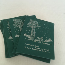 Vintage Christmas cards with tree seed packets green cards silver print  - $19.75