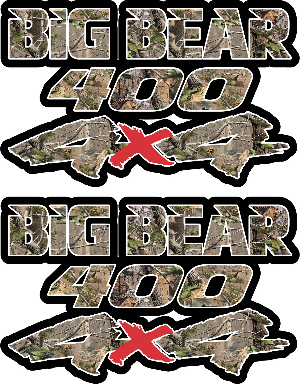 Big Bear 400 4x4 Camo Decals Gas Tank Fender Stickers ATV Yamaha Fender Plastic