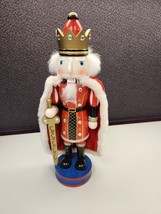 13” Wooden Nutcracker King with Robe, Crown &amp; Sword - £11.25 GBP