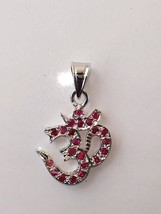 Om pendant, Silver om pendant, Ruby om pendant, Om ruby silver Necklace - £57.44 GBP