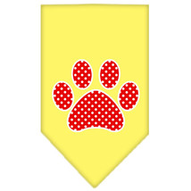 Red Swiss Dot Paw Screen Print Bandana Yellow Size Large - £9.11 GBP