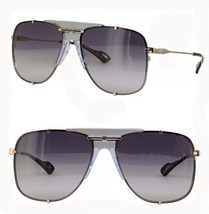 GUCCI WEB 0739 Black Gray Rectangular Aviator 001 Sunglasses GG0739SA Unisex - £364.02 GBP