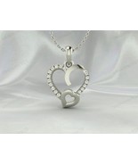 Heart CZ Diamond Stone Pendant Necklace, 925 Sterling Silver Handmade Je... - $58.69 CAD+
