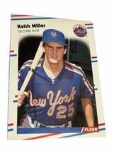 1988 Fleer Keith Miller Baseball Rookie Card (RC) #144 Mets 2B NM O/C - £3.86 GBP