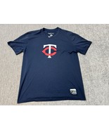 Minnesota Twins Shirt T-Shirt Mens Large Blue Nike Dri-Fit Authentic Bas... - $17.81