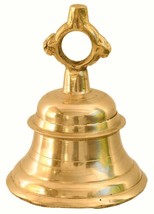 Hanging Bell Solid Brass Metal Heavy Bell  Deep Sound 5 Inches 1kg Temple Use - £31.86 GBP