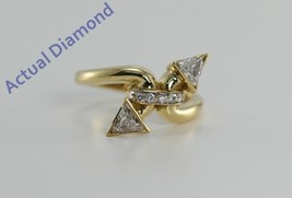 18k Yellow Gold Triangle 2 Stone Diamond Ring (0.59 Ct H SI1 Clarity) - £808.27 GBP