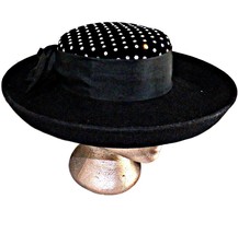 Sonni SF Lancaster Hat Co USA Felt Black Wool Crystal Rhinestone Upturned Brim - £102.25 GBP