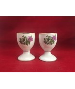 vintage china egg cups white w lilies - £7.78 GBP